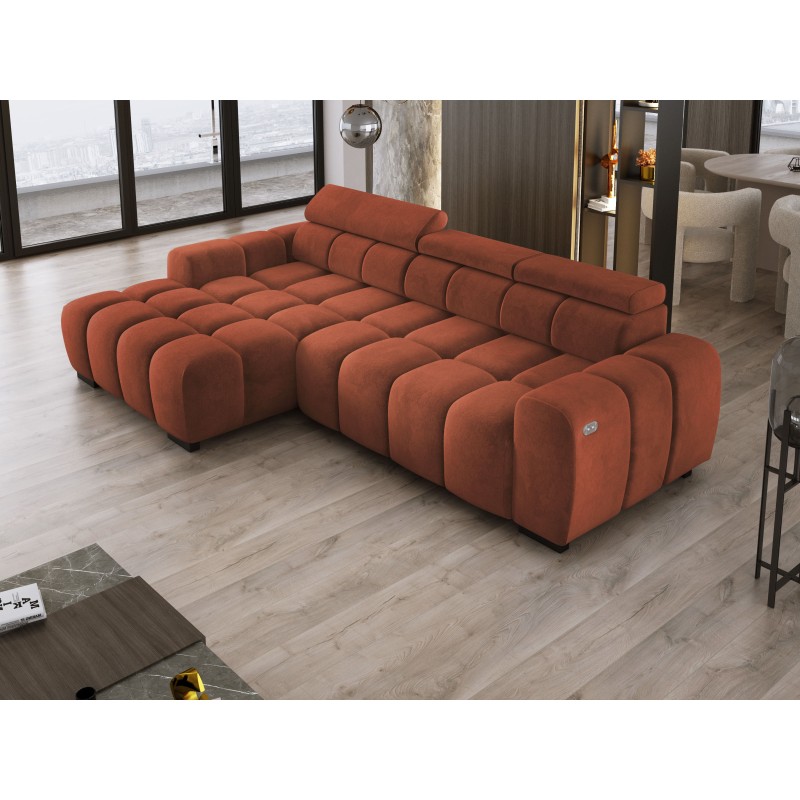 OMBO S Left-Hand Corner Sofa with Electric Adjustment in SALVADOR 07