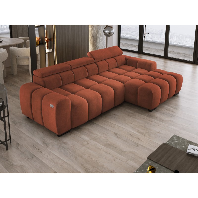 OMBO S Right-Hand Corner Sofa with Electric Adjustment in SALVADOR 07