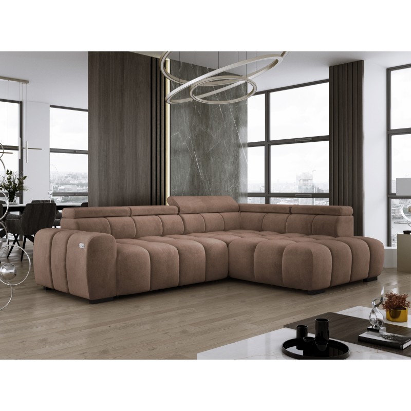 BULL L Right-Hand Corner Sofa with Electric Adjustment in SALVADOR 03 VERSAILLES Style BULL L Right-Hand Corner Sofa with Electric Adjustment in SALVADOR 03 VERSAILLES Style