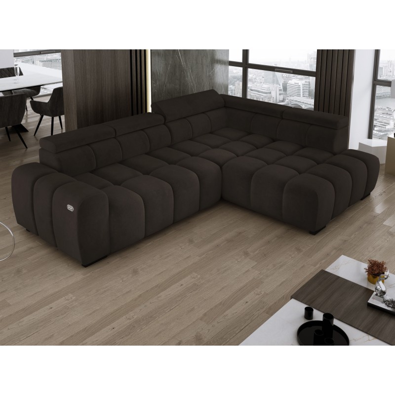 BULL L Right-Hand Corner Sofa with Electric Adjustment in SALVADOR 04 Versailles Style BULL L Right-Hand Corner Sofa with Electric Adjustment in SALVADOR 04 Versailles Style