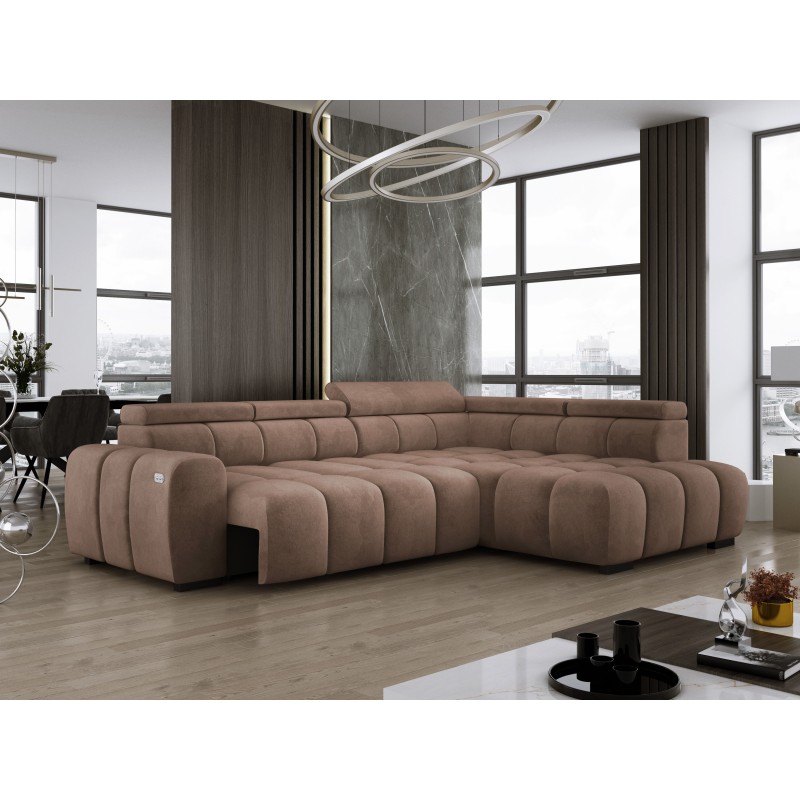 BULL L Right-Hand Corner Sofa with Electric Adjustment in SALVADOR 03 Versailles Style BULL L Right-Hand Corner Sofa with Electric Adjustment in SALVADOR 03 Versailles Style