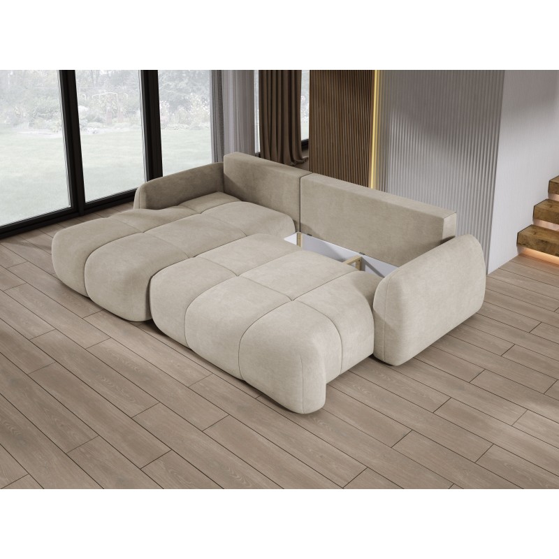COCO Left-Hand Corner Sofa with Sleeping Function, Pillows and Storage in Cloud 03 Beige by Stork Furniture COCO Left-Hand Corner Sofa with Sleeping Function, Pillows and Storage in Cloud 03 Beige by Stork Furniture