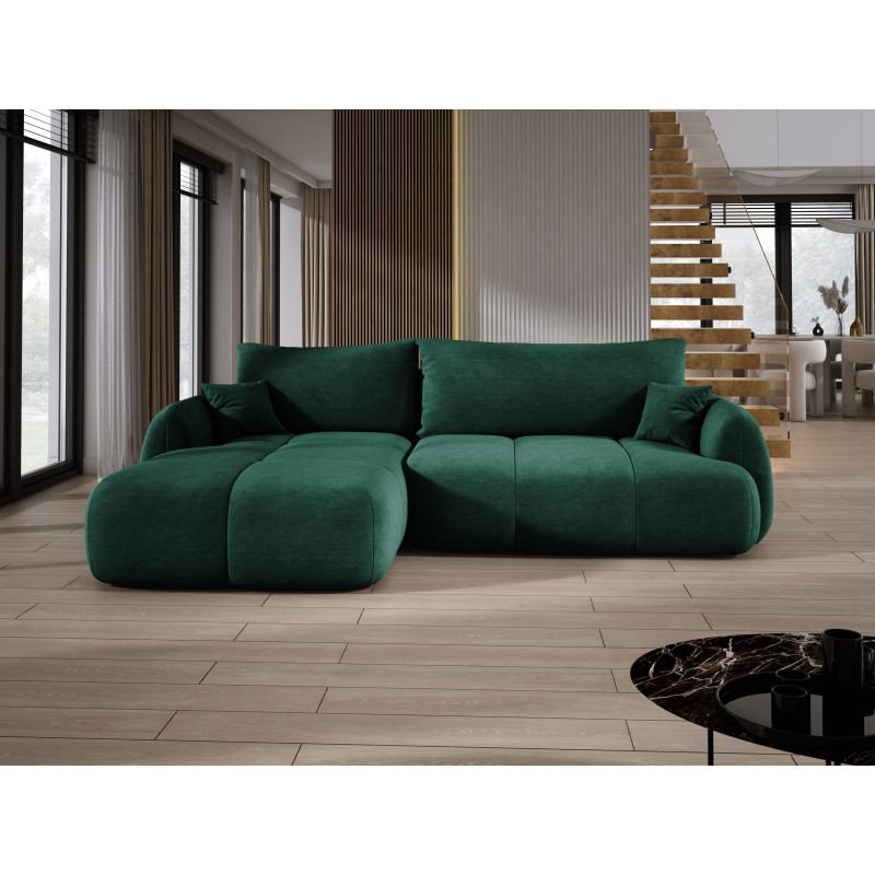 COCO Left-Handed Corner Sofa with Sleeping Function, Cushions and Cloud 39 Green Storage by Stork Furniture COCO Left-Handed Corner Sofa with Sleeping Function, Cushions and Cloud 39 Green Storage by Stork Furniture