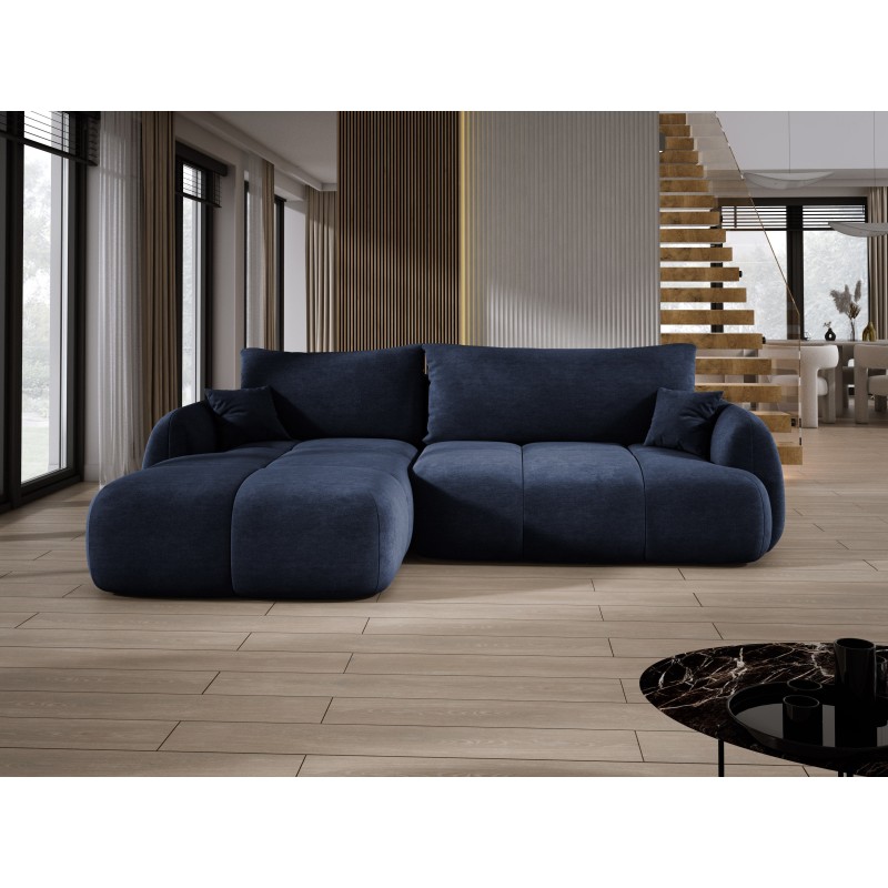 COCO Left-hand Corner Sofa with Sleep Function, Cushions, and Cloud 79 Dark Blue Storage from Stork Furniture COCO Left-hand Corner Sofa with Sleep Function, Cushions, and Cloud 79 Dark Blue Storage from Stork Furniture