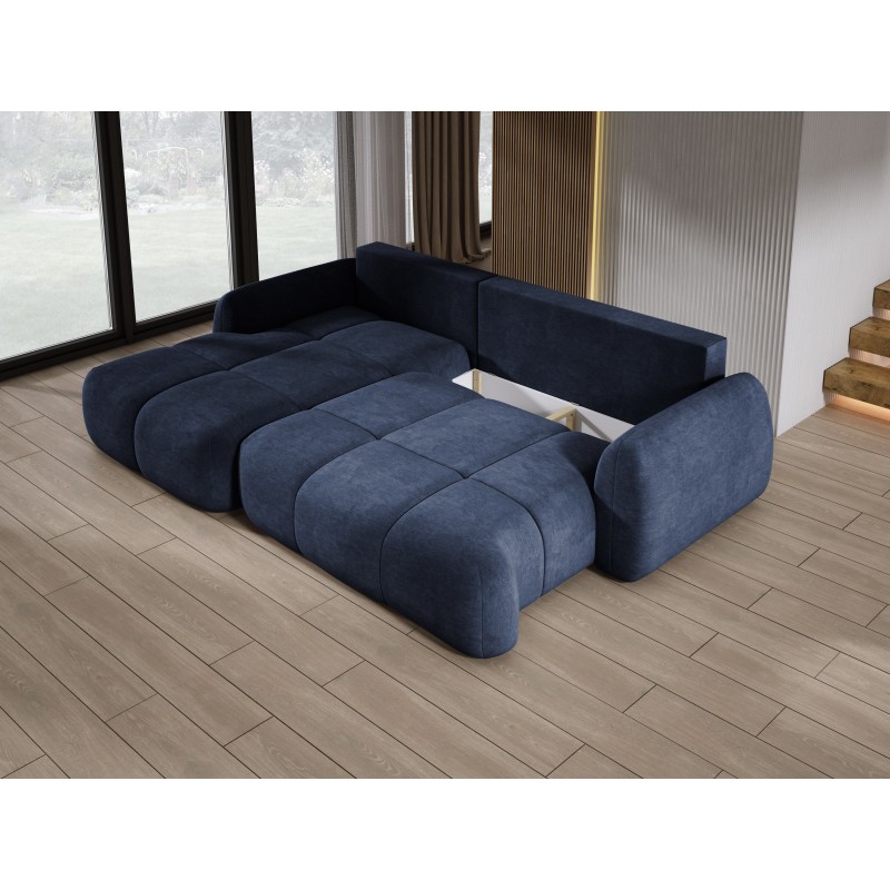 COCO Left-hand Corner Sofa with Sleep Function, Cushions, and Cloud 79 Dark Blue Storage from Stork Furniture COCO Left-hand Corner Sofa with Sleep Function, Cushions, and Cloud 79 Dark Blue Storage from Stork Furniture
