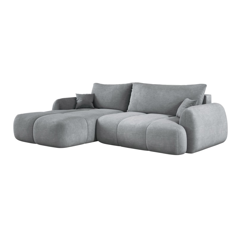 COCO Left-Handed Corner Sofa with Sleeping Function, Cushions, and Cloud 81 Ash Grey Storage from Stork Furniture