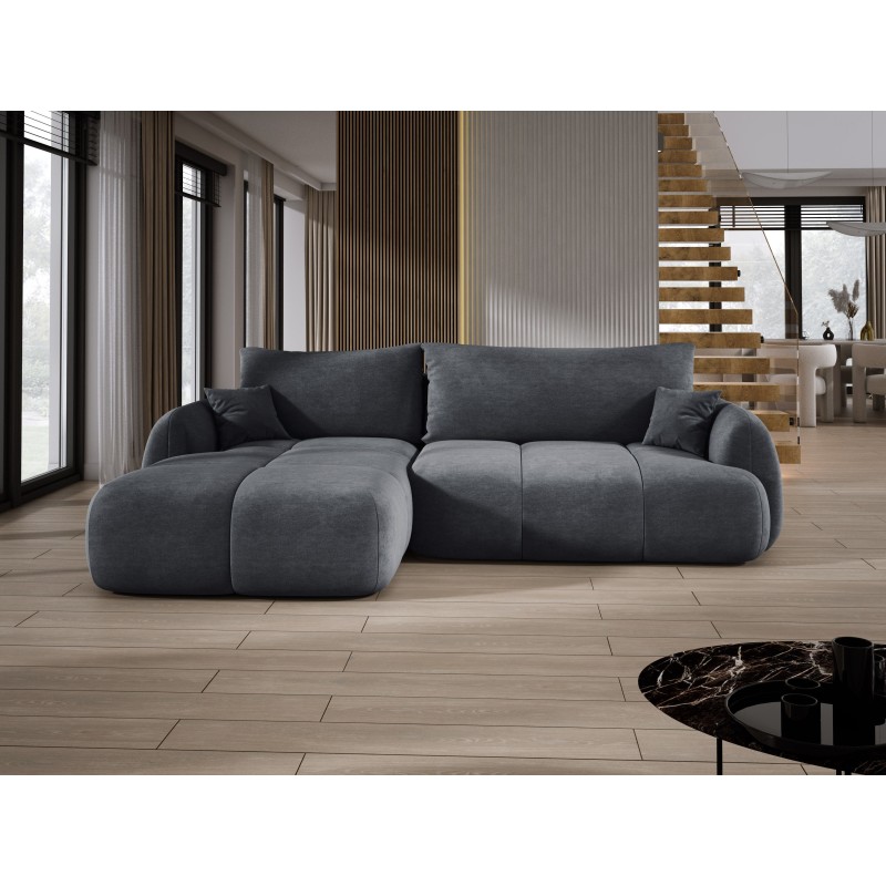 COCO Left-Handed Corner Sofa with Sleeping Function, Cushions, and Cloud 91 Dark Grey Storage Box by Stork Furniture COCO Left-Handed Corner Sofa with Sleeping Function, Cushions, and Cloud 91 Dark Grey Storage Box by Stork Furniture