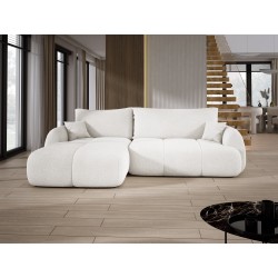 COCO Left-Handed Corner Sofa with Sleep Function, Cushions, and Storage in NowOrNever 01 White by Stork Furniture COCO Left-Handed Corner Sofa with Sleep Function, Cushions, and Storage in NowOrNever 01 White by Stork Furniture