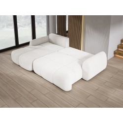 COCO Left-Handed Corner Sofa with Sleep Function, Cushions, and Storage in NowOrNever 01 White by Stork Furniture COCO Left-Handed Corner Sofa with Sleep Function, Cushions, and Storage in NowOrNever 01 White by Stork Furniture