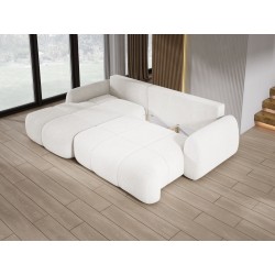 COCO Left-Handed Corner Sofa with Sleep Function, Cushions, and Storage in NowOrNever 01 White by Stork Furniture COCO Left-Handed Corner Sofa with Sleep Function, Cushions, and Storage in NowOrNever 01 White by Stork Furniture