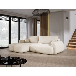 COCO Left-Handed Corner Sofa with Sleep Function, Cushions, and Storage in NowOrNever 02 Beige by Stork Furniture COCO Left-Handed Corner Sofa with Sleep Function, Cushions, and Storage in NowOrNever 02 Beige by Stork Furniture