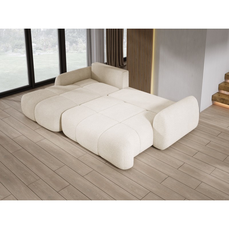 COCO Left-Handed Corner Sofa with Sleep Function, Cushions, and Storage in NowOrNever 02 Beige by Stork Furniture COCO Left-Handed Corner Sofa with Sleep Function, Cushions, and Storage in NowOrNever 02 Beige by Stork Furniture