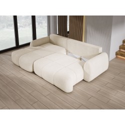 COCO Left-Handed Corner Sofa with Sleep Function, Cushions, and Storage in NowOrNever 02 Beige by Stork Furniture COCO Left-Handed Corner Sofa with Sleep Function, Cushions, and Storage in NowOrNever 02 Beige by Stork Furniture