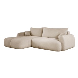 COCO Left-Handed Corner Sofa with Sleeping Function, Cushions and Storage in Cream - NowOrNever 06 by Stork Furniture