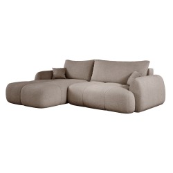 COCO Left-Handed Corner Sofa with Sleep Function, Cushions and Storage Compartment in Cappuccino 16 by NowOrNever Stork Furnitur
