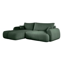 COCO Left-Hand Corner Sofa with Sleeping Function, Cushions, and Storage in Dark Green - NowOrNever 37 by Stork Furniture