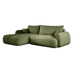 COCO Left-Hand Corner Sofa with Sleep Function, Cushions, and Storage Compartment in Green 38 by NowOrNever, Stork Furniture