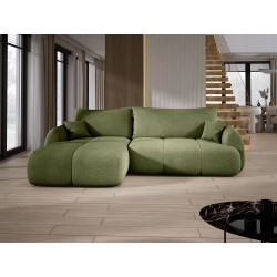 COCO Left-Hand Corner Sofa with Sleep Function, Cushions, and Storage Compartment in Green 38 by NowOrNever, Stork Furniture COCO Left-Hand Corner Sofa with Sleep Function, Cushions, and Storage Compartment in Green 38 by NowOrNever, Stork Furniture