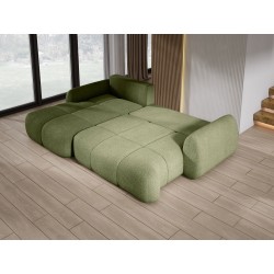 COCO Left-Hand Corner Sofa with Sleep Function, Cushions, and Storage Compartment in Green 38 by NowOrNever, Stork Furniture COCO Left-Hand Corner Sofa with Sleep Function, Cushions, and Storage Compartment in Green 38 by NowOrNever, Stork Furniture
