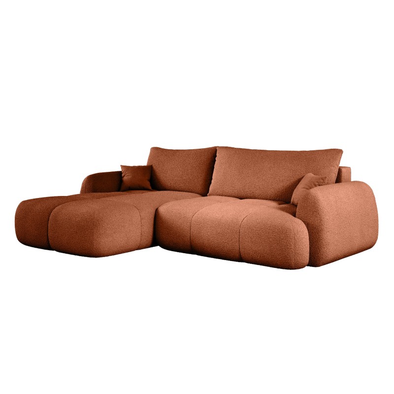 COCO Left-Handed Corner Sofa with Sleep Function, Cushions and Storage Compartment in Copper 56 by Stork Furniture - NowOrNever 