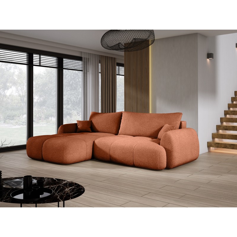 COCO Left-Handed Corner Sofa with Sleep Function, Cushions and Storage Compartment in Copper 56 by Stork Furniture - NowOrNever COCO Left-Handed Corner Sofa with Sleep Function, Cushions and Storage Compartment in Copper 56 by Stork Furniture - NowOrNever