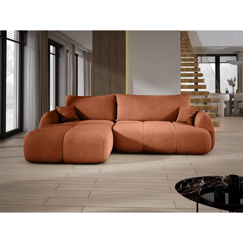 COCO Left-Handed Corner Sofa with Sleep Function, Cushions and Storage Compartment in Copper 56 by Stork Furniture - NowOrNever COCO Left-Handed Corner Sofa with Sleep Function, Cushions and Storage Compartment in Copper 56 by Stork Furniture - NowOrNever
