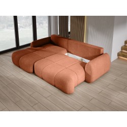 COCO Left-Handed Corner Sofa with Sleep Function, Cushions and Storage Compartment in Copper 56 by Stork Furniture - NowOrNever COCO Left-Handed Corner Sofa with Sleep Function, Cushions and Storage Compartment in Copper 56 by Stork Furniture - NowOrNever