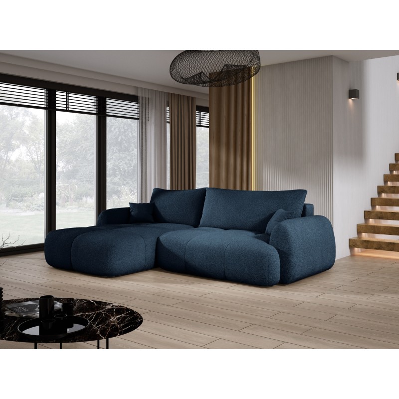COCO Left-Handed Corner Sofa with Sleeping Function, Cushions, and Storage in NowOrNever 79 Blue by Stork Furniture COCO Left-Handed Corner Sofa with Sleeping Function, Cushions, and Storage in NowOrNever 79 Blue by Stork Furniture