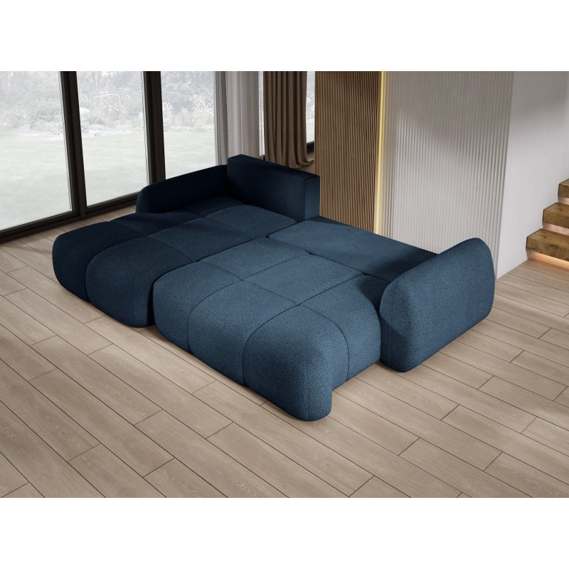 COCO Left-Handed Corner Sofa with Sleeping Function, Cushions, and Storage in NowOrNever 79 Blue by Stork Furniture COCO Left-Handed Corner Sofa with Sleeping Function, Cushions, and Storage in NowOrNever 79 Blue by Stork Furniture