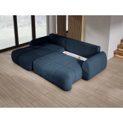 COCO Left-Handed Corner Sofa with Sleeping Function, Cushions, and Storage in NowOrNever 79 Blue by Stork Furniture COCO Left-Handed Corner Sofa with Sleeping Function, Cushions, and Storage in NowOrNever 79 Blue by Stork Furniture