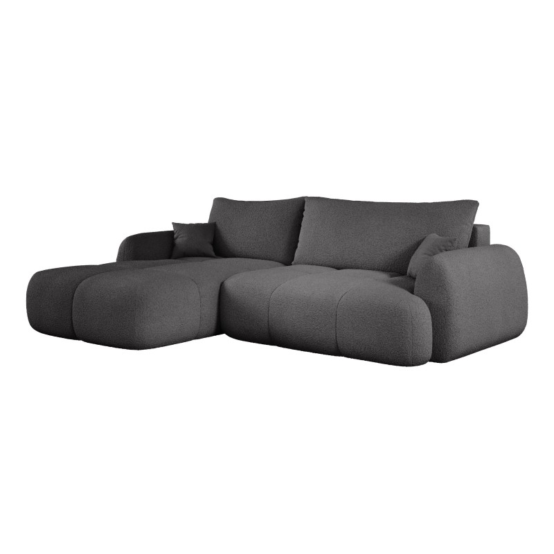 "COCO Left-Hand Corner Sofa with Sleep Function, Cushions, and Storage in NowOrNever 92 Grey by Stork Furniture"