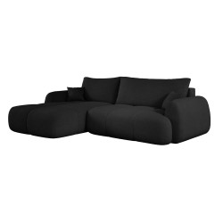 COCO Left-Hand Corner Sofa with Sleep Function, Cushions, and Storage in Graphite - NowOrNever 100 by Stork Furniture