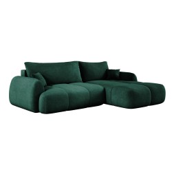 COCO Right-Hand Corner Sofa with Sleeping Function, Cushions, and Storage in Cloud 39 Green by Stork Furniture