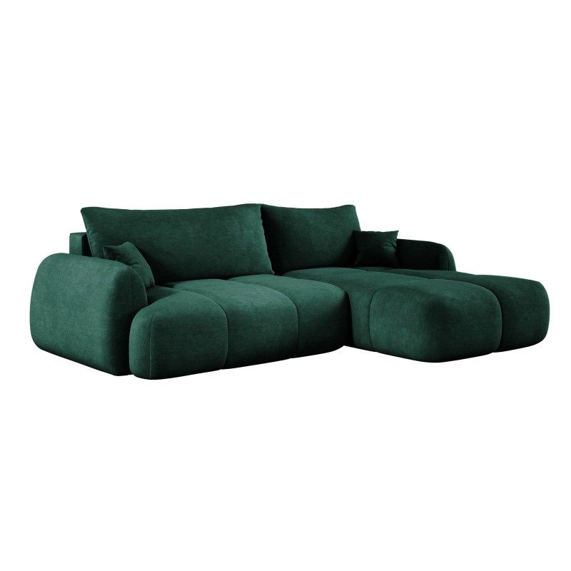 COCO Right-Hand Corner Sofa with Sleeping Function, Cushions, and Storage in Cloud 39 Green by Stork Furniture