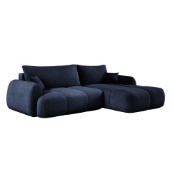 COCO Right-Hand Corner Sofa with Sleeping Function, Cushions, and Storage in Cloud 79 Dark Blue by Stork Furniture