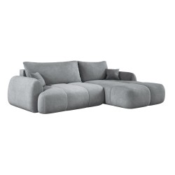COCO Right-Hand Corner Sofa with Sleeping Function, Cushions, and Cloud 81 Ash Grey Storage by Stork Furniture