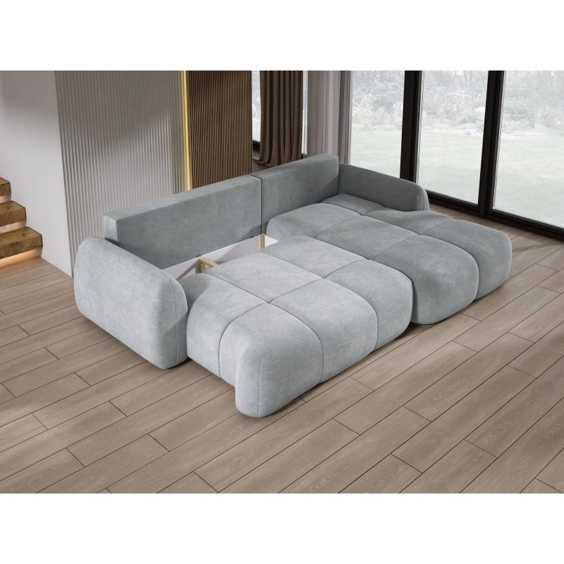 COCO Right-Hand Corner Sofa with Sleeping Function, Cushions, and Cloud 81 Ash Grey Storage by Stork Furniture COCO Right-Hand Corner Sofa with Sleeping Function, Cushions, and Cloud 81 Ash Grey Storage by Stork Furniture