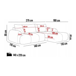 COCO Right-Handed Corner Sofa with Sleeper Function, Cushions and Storage Compartment in NowOrNever 01 White by Stork Furniture COCO Right-Handed Corner Sofa with Sleeper Function, Cushions and Storage Compartment in NowOrNever 01 White by Stork Furniture