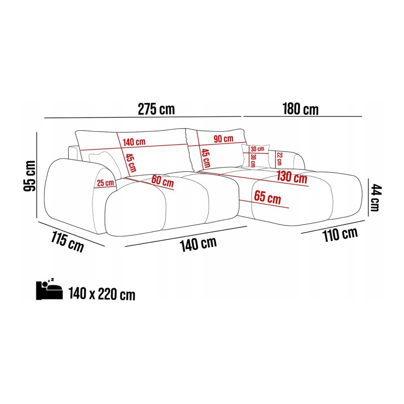 COCO Right-Handed Corner Sofa with Sleeper Function, Cushions and Storage Compartment in NowOrNever 01 White by Stork Furniture COCO Right-Handed Corner Sofa with Sleeper Function, Cushions and Storage Compartment in NowOrNever 01 White by Stork Furniture
