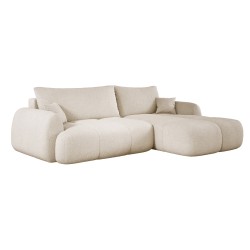 COCO Right-Hand Corner Sofa with Sleep Function, Cushions and Storage in Beige - NowOrNever 02 by Stork Furniture