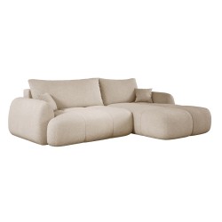 COCO Right-Hand Corner Sofa with Sleeping Function, Cushions, and Storage in Cream - NowOrNever 06 by Stork Furniture
