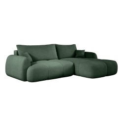 COCO Right-Hand Corner Sofa with Sleep Function, Cushions, and Storage in Dark Green - NowOrNever 37 by Stork Furniture