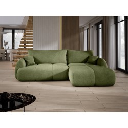 COCO Right-Hand Corner Sofa with Sleep Function, Cushions and Storage in NowOrNever 38 Green by Stork Furniture COCO Right-Hand Corner Sofa with Sleep Function, Cushions and Storage in NowOrNever 38 Green by Stork Furniture