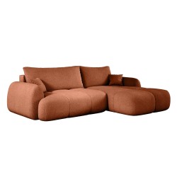 COCO Right-Hand Corner Sofa with Sleeper Function, Cushions and Storage in Copper 56 by NowOrNever Stork Furniture