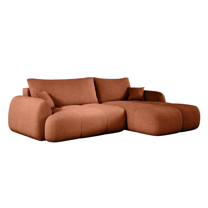 COCO Right-Hand Corner Sofa with Sleeper Function, Cushions and Storage in Copper 56 by NowOrNever Stork Furniture
