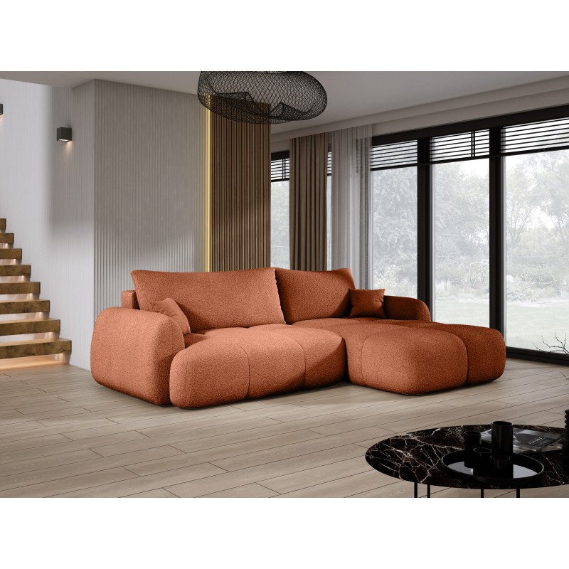COCO Right-Hand Corner Sofa with Sleeper Function, Cushions and Storage in Copper 56 by NowOrNever Stork Furniture COCO Right-Hand Corner Sofa with Sleeper Function, Cushions and Storage in Copper 56 by NowOrNever Stork Furniture