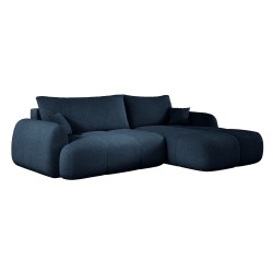 COCO Right-Handed Corner Sofa with Sleep Function, Cushions, and Storage in NowOrNever 79 Blue by Stork Furniture