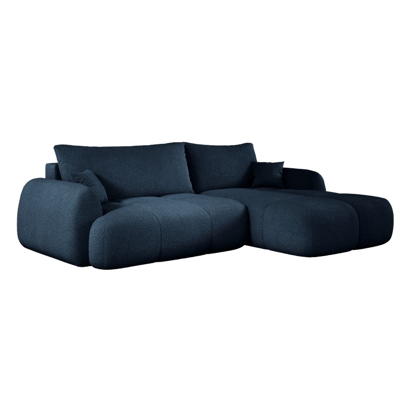 COCO Right-Handed Corner Sofa with Sleep Function, Cushions, and Storage in NowOrNever 79 Blue by Stork Furniture