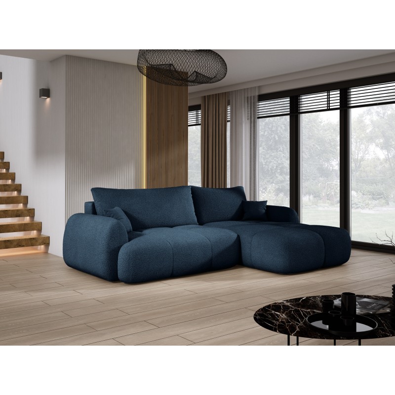 COCO Right-Handed Corner Sofa with Sleep Function, Cushions, and Storage in NowOrNever 79 Blue by Stork Furniture COCO Right-Handed Corner Sofa with Sleep Function, Cushions, and Storage in NowOrNever 79 Blue by Stork Furniture