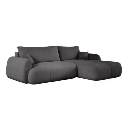 COCO Right-Hand Corner Sofa with Sleep Function, Cushions and Storage in NowOrNever 92 Grey by Stork Furniture